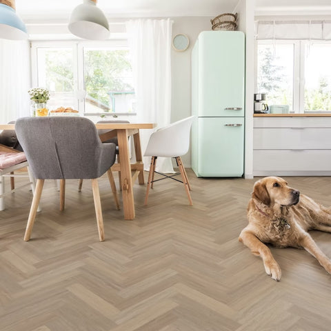 Lusso Bari Liberty Elm Herringbone Glue Down LVT Vinyl Flooring