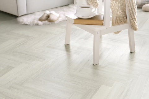 Lusso Bari Alpine Birch Herringbone Glue Down LVT Vinyl Flooring