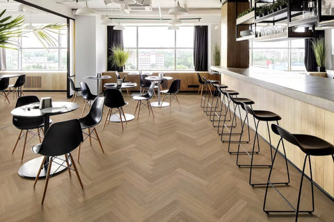 Lusso Bari Classic Oak Herringbone Glue Down LVT Vinyl Flooring