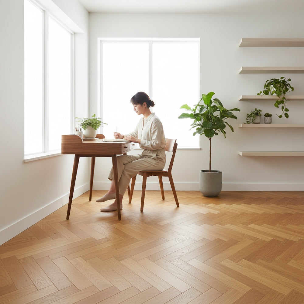 Lusso Carrara Luxe Golden Oak Herringbone Engineered Wood Flooring