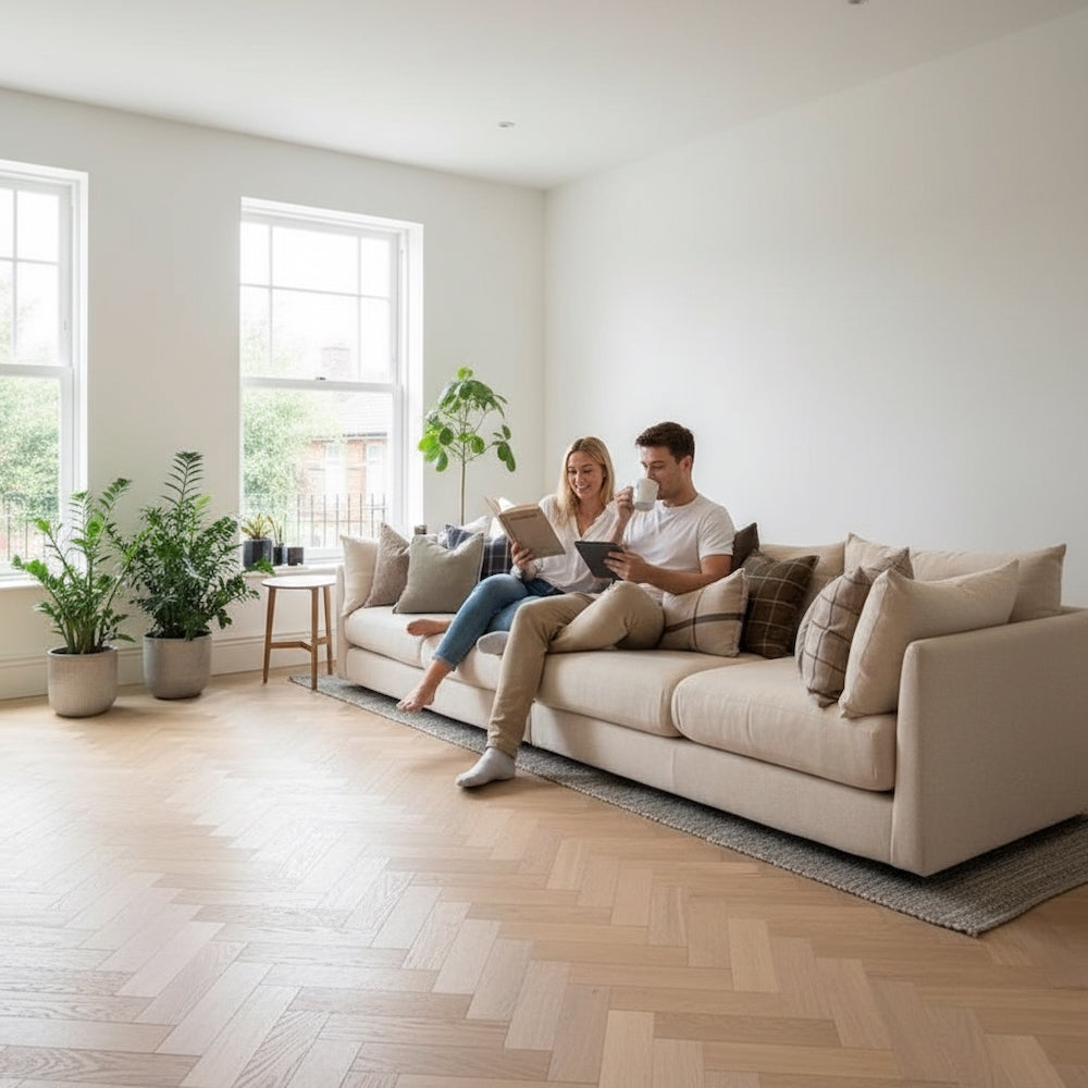 Lusso Carrara Luxe Invisible Oiled Oak Herringbone Engineered Wood Flooring