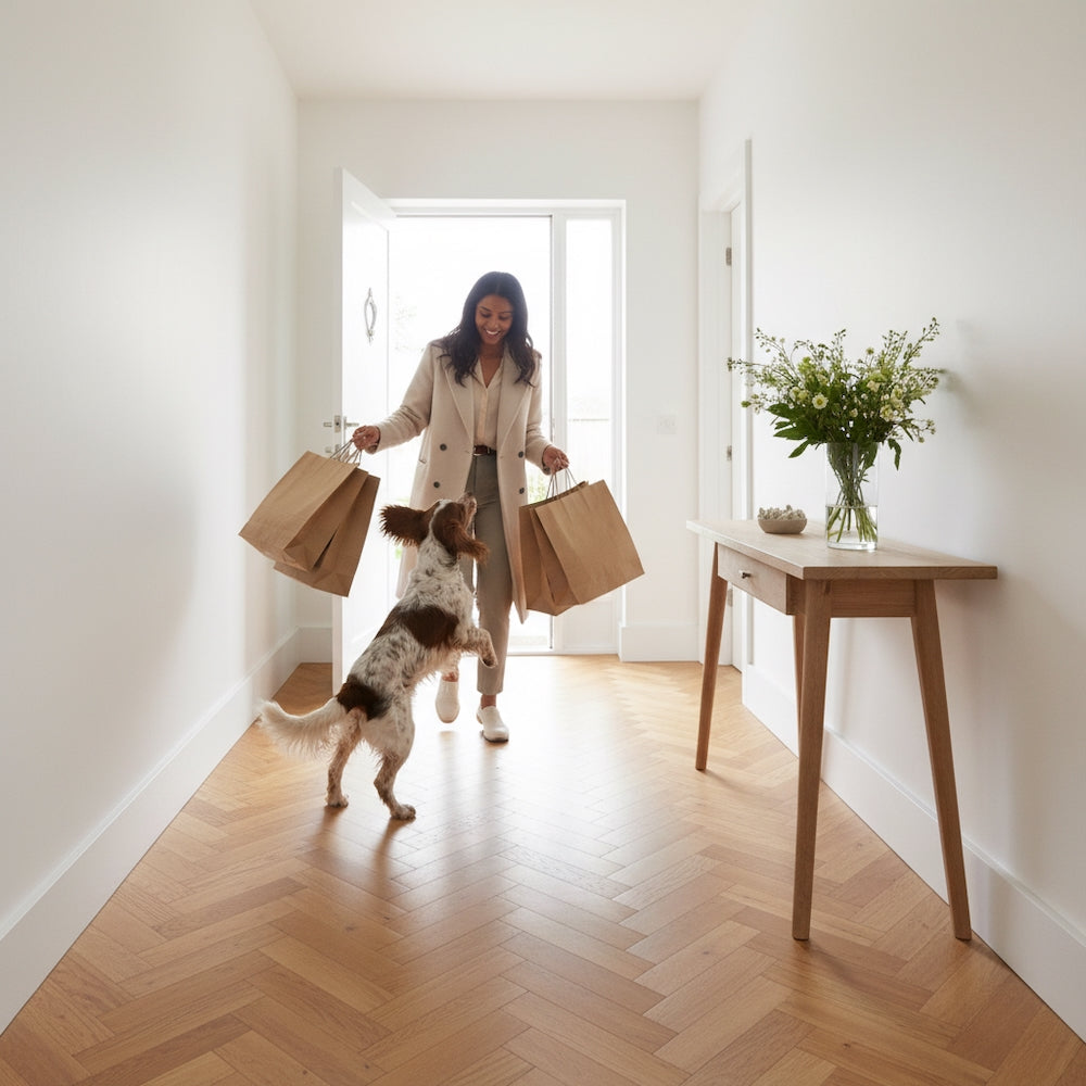 Lusso Carrara Luxe Natural Brushed & Oiled Oak Herringbone Engineered Wood Flooring