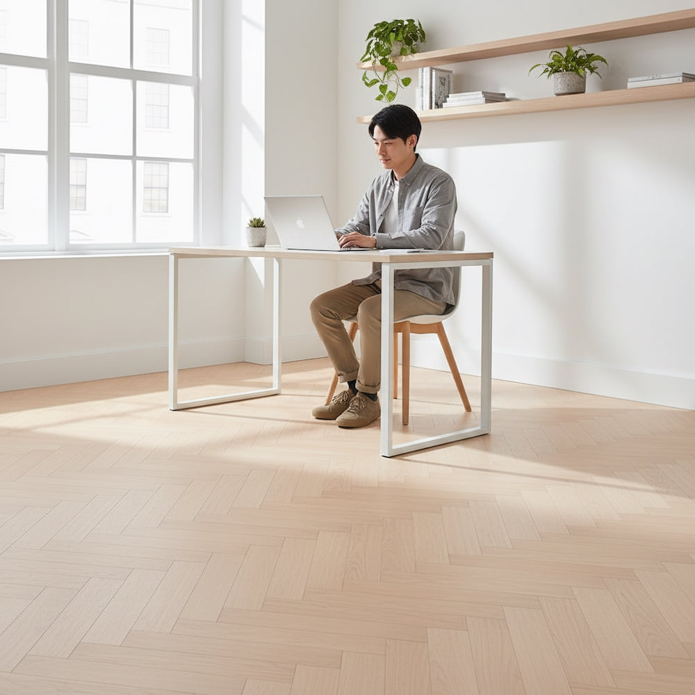 Lusso Carrara Luxe Unfinished Oak Herringbone Engineered Wood Flooring