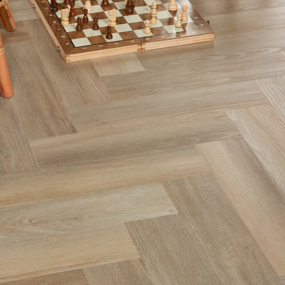 Lusso Bari Liberty Elm Herringbone Glue Down LVT Vinyl Flooring