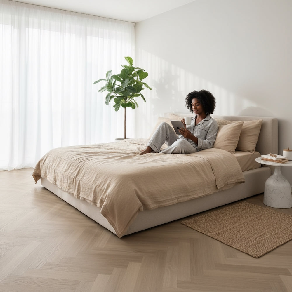 Lusso Flooring Bari Liberty Elm Herringbone Glue Down LVT Vinyl