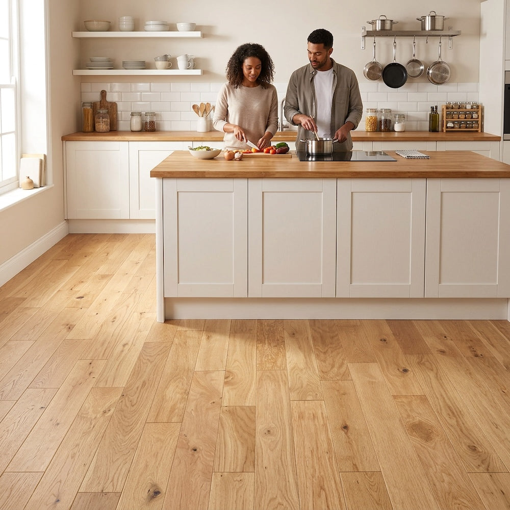 Lusso Flooring Florence Natural Brushed & Oiled Solid Oak Flooring 90mm