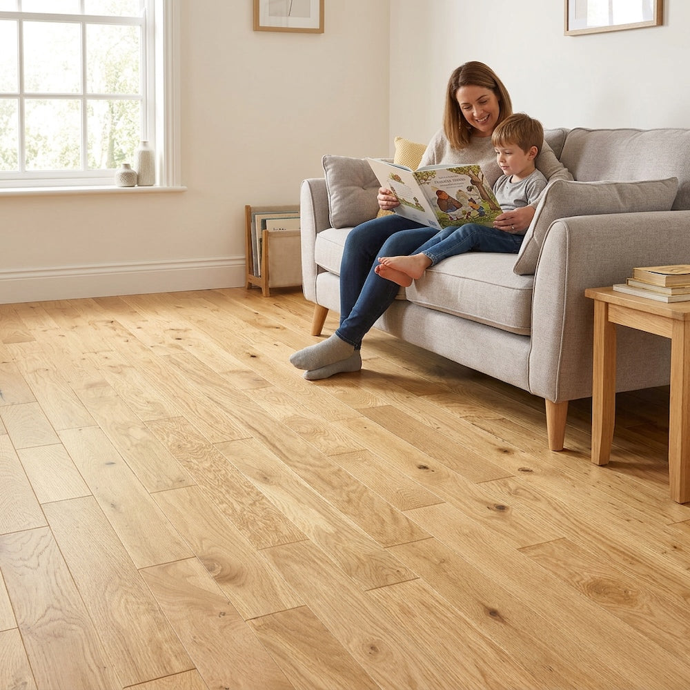 Lusso Flooring Florence Natural Brushed & Oiled Solid Oak Flooring 90mm