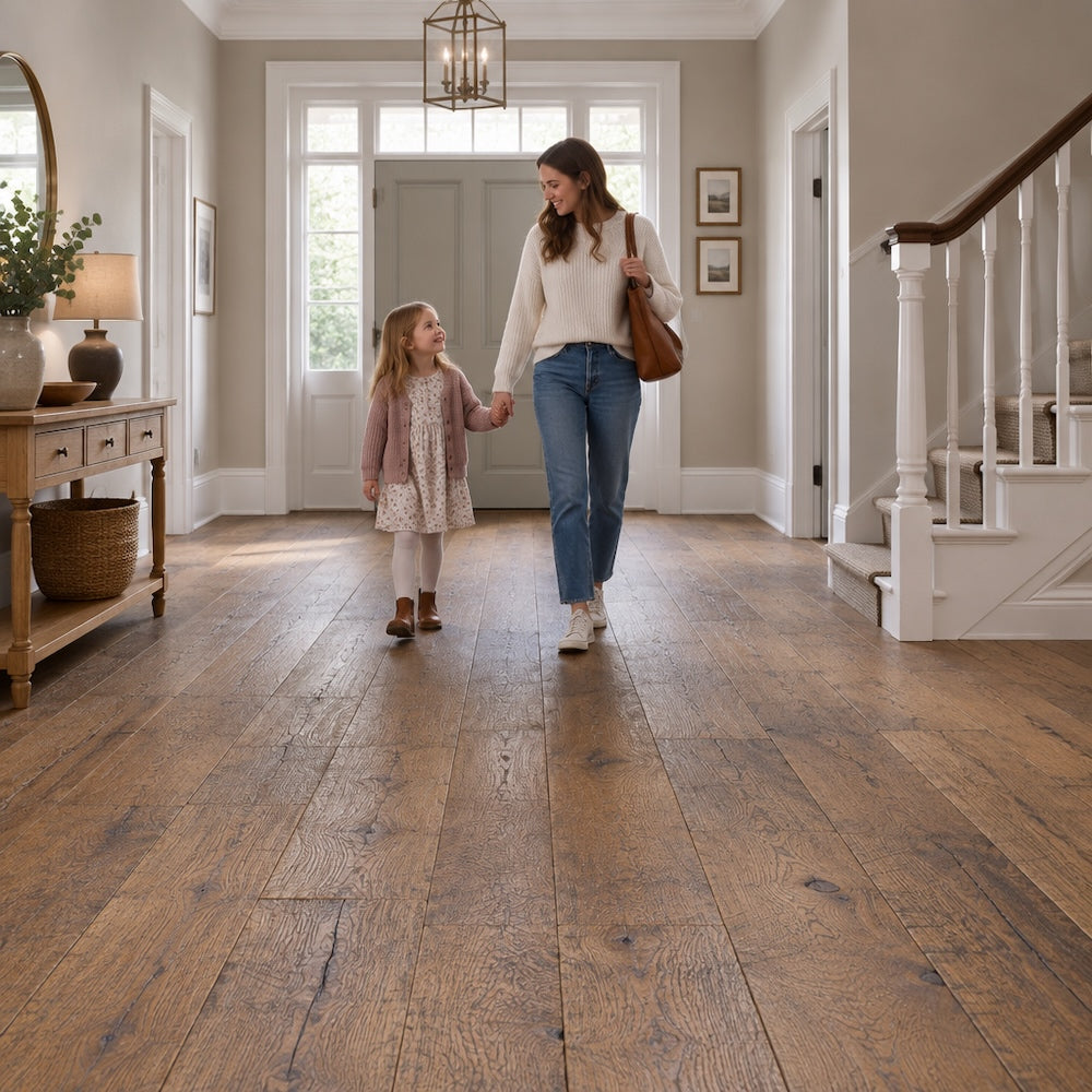 Lusso Flooring Trento Distressed Oiled Golden Sawn Engineered Oak 220mm