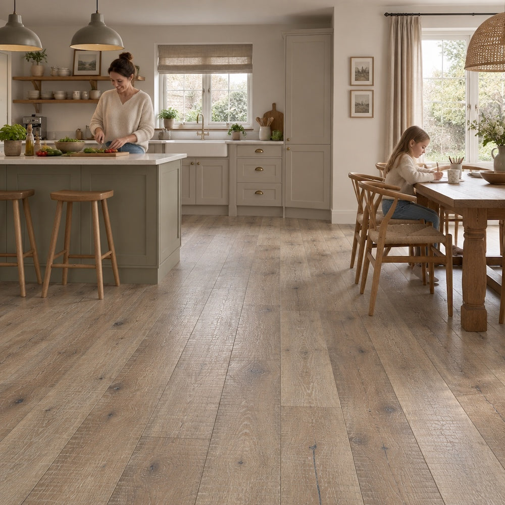 Lusso Flooring Trento Distressed Oiled Grey Sawn Engineered Oak 220mm
