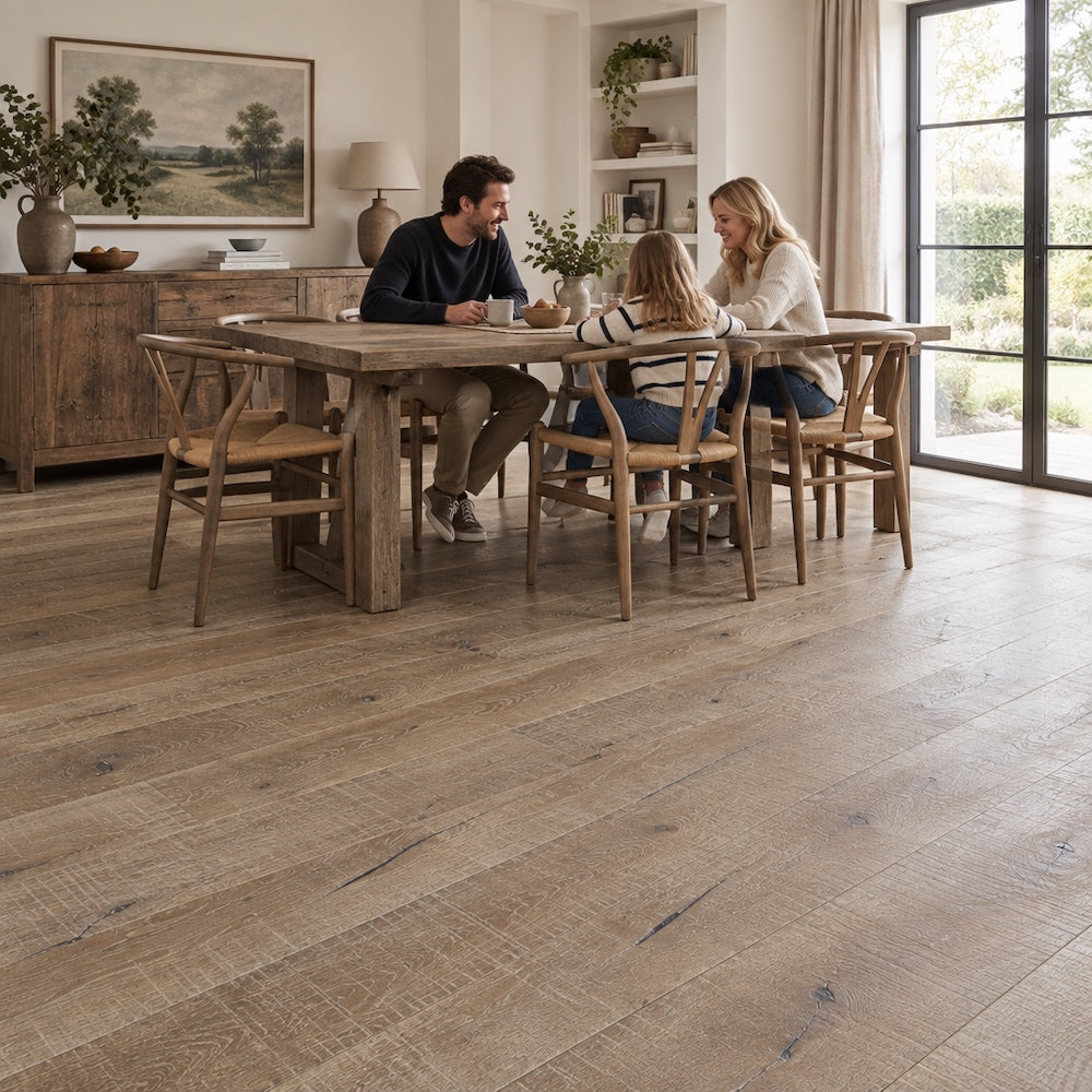 Lusso Flooring Trento Distressed Oiled Grey Sawn Engineered Oak 220mm