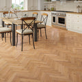 Lusso Genoa Natural Smooth Lacquered Rustic Herringbone Solid Oak Flooring
