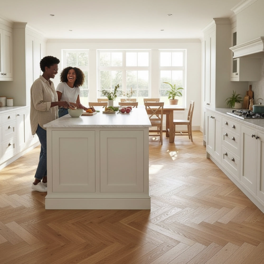 Lusso Novara Herringbone Natural Brushed & Lacquered Engineered Oak