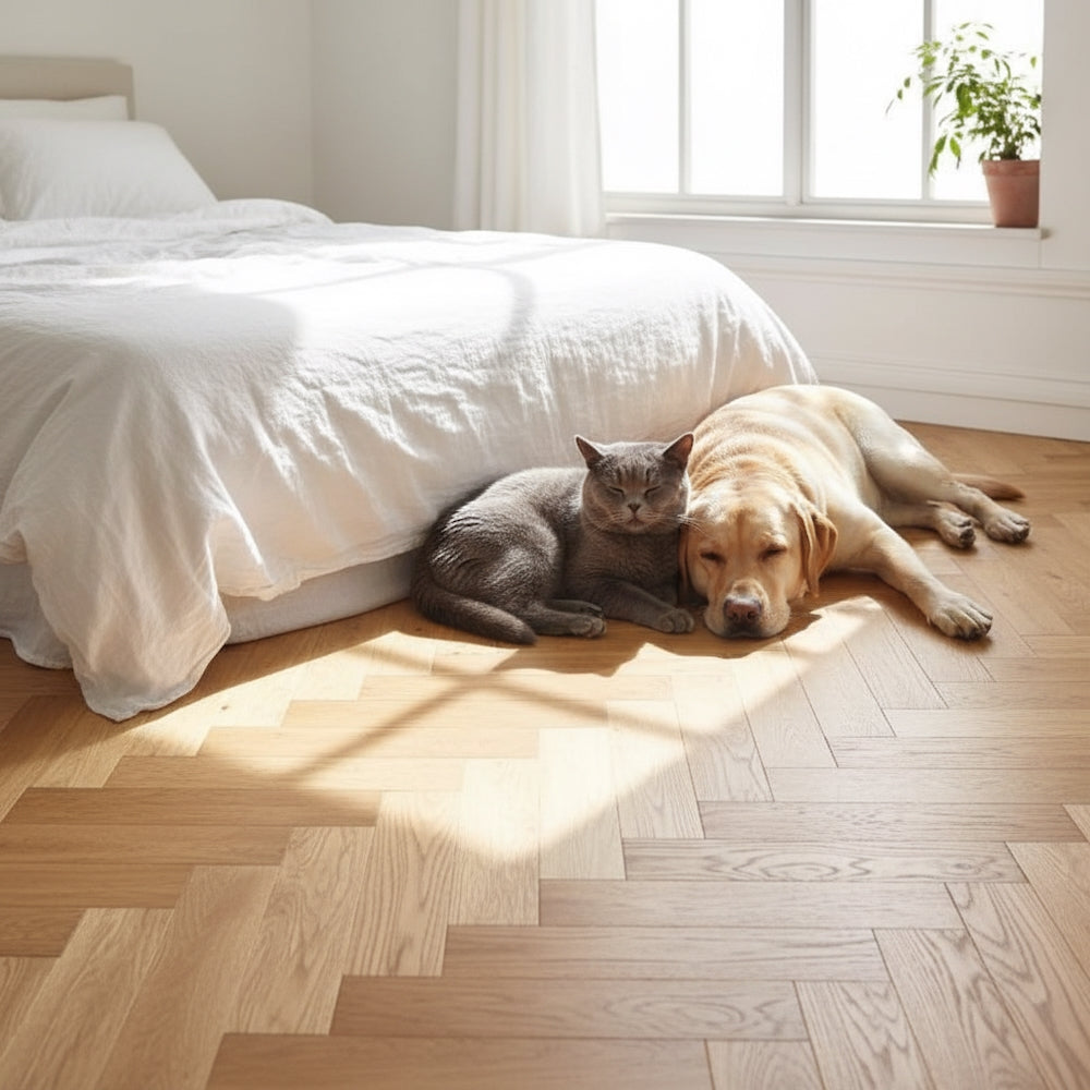 Lusso Novara Herringbone Natural Brushed & Lacquered Engineered Oak