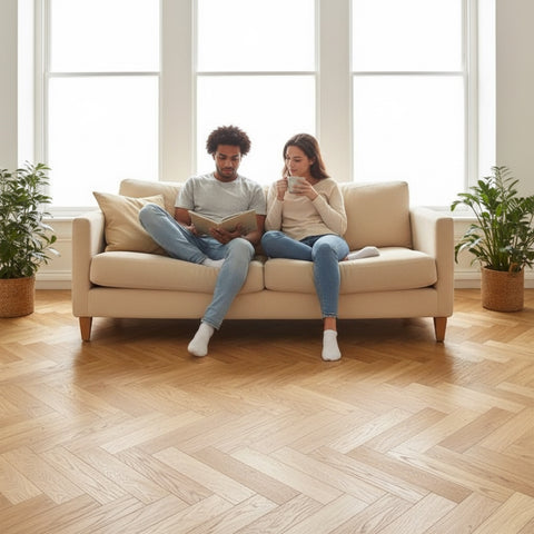 Lusso Novara Herringbone Natural Brushed & Lacquered Engineered Oak