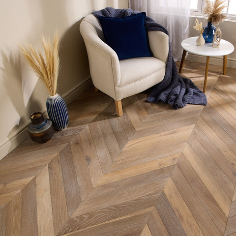 Lusso Palermo Ashen Oak Chevron Engineered Flooring