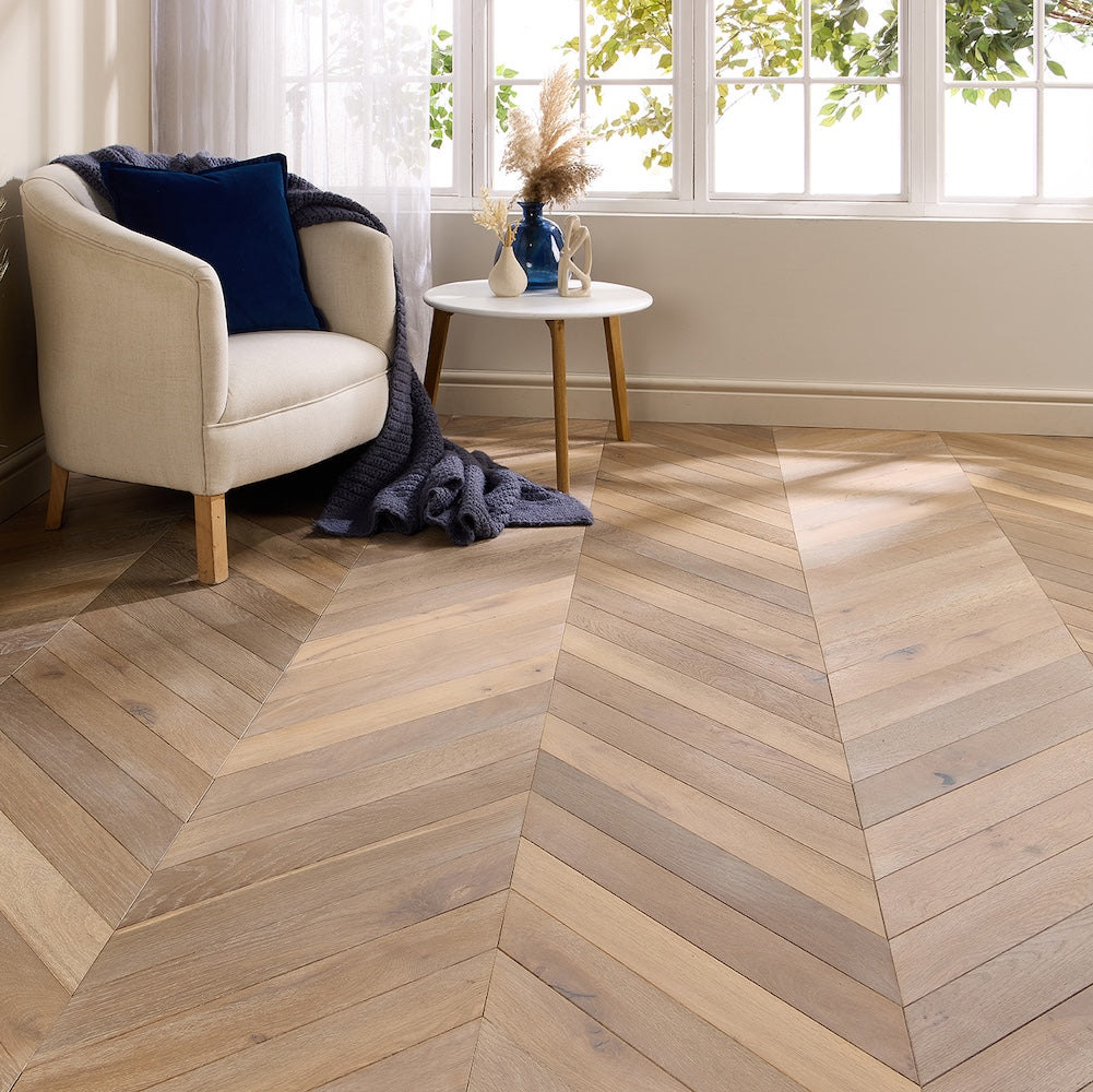 Lusso Palermo Ashen Oak Chevron Engineered Flooring - (SAMPLE)