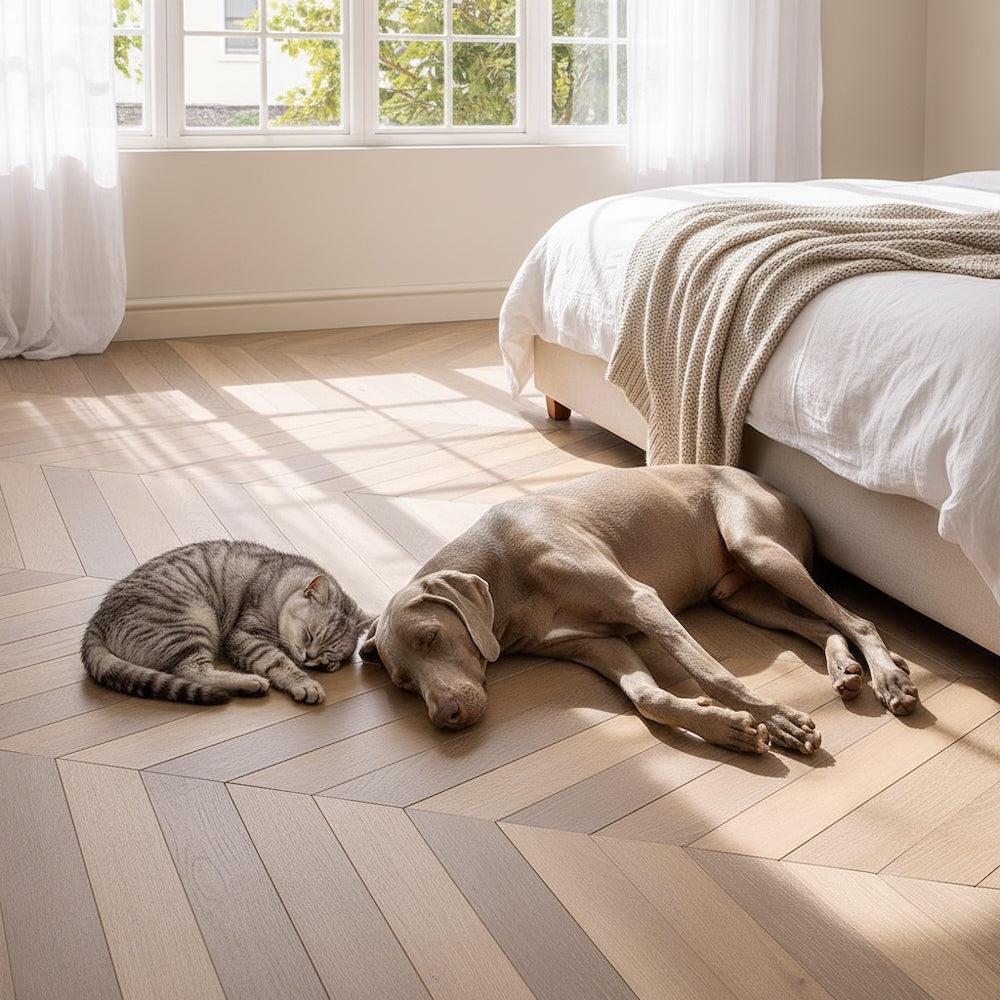 Lusso Palermo Ashen Oak Chevron Engineered Flooring