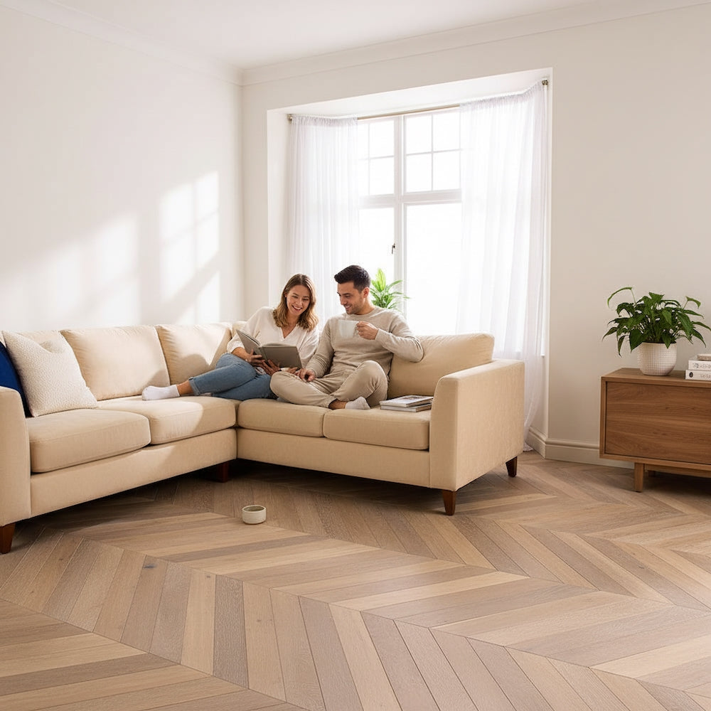 Lusso Palermo Ashen Oak Chevron Engineered Flooring