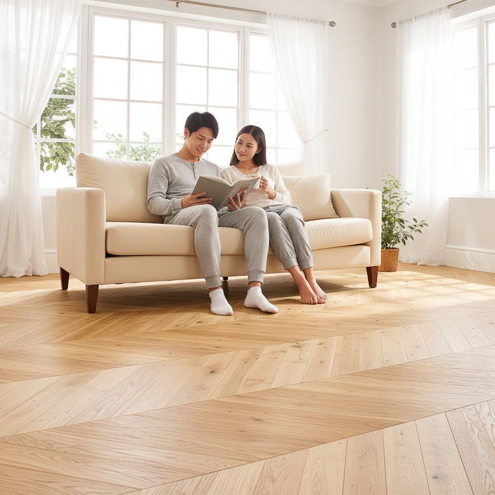Lusso Palermo Lustrous Oak Chevron Engineered Flooring