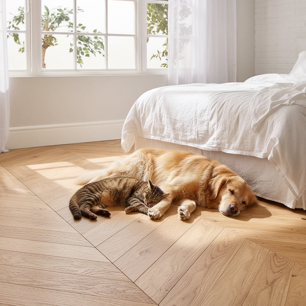 Lusso Palermo Lustrous Oak Chevron Engineered Flooring