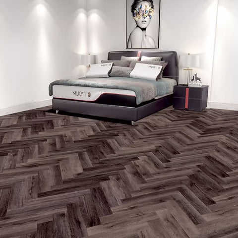 Lusso Portofino Herringbone Port Oak Glue Down LVT Vinyl Flooring