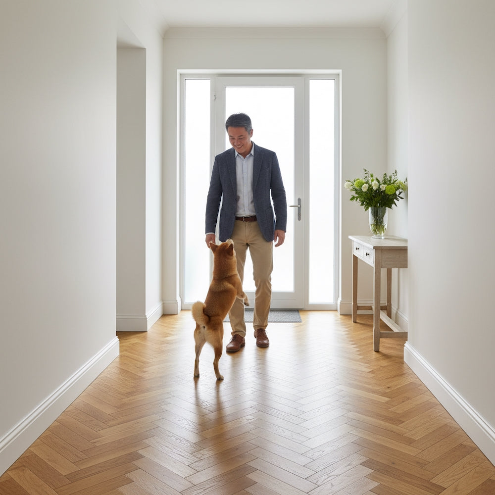 Lusso Rome Herringbone Brushed & Lacquered Golden Engineered Oak
