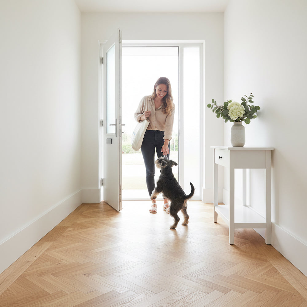 Lusso Rome Herringbone Natural Brushed & Lacquered Engineered Oak