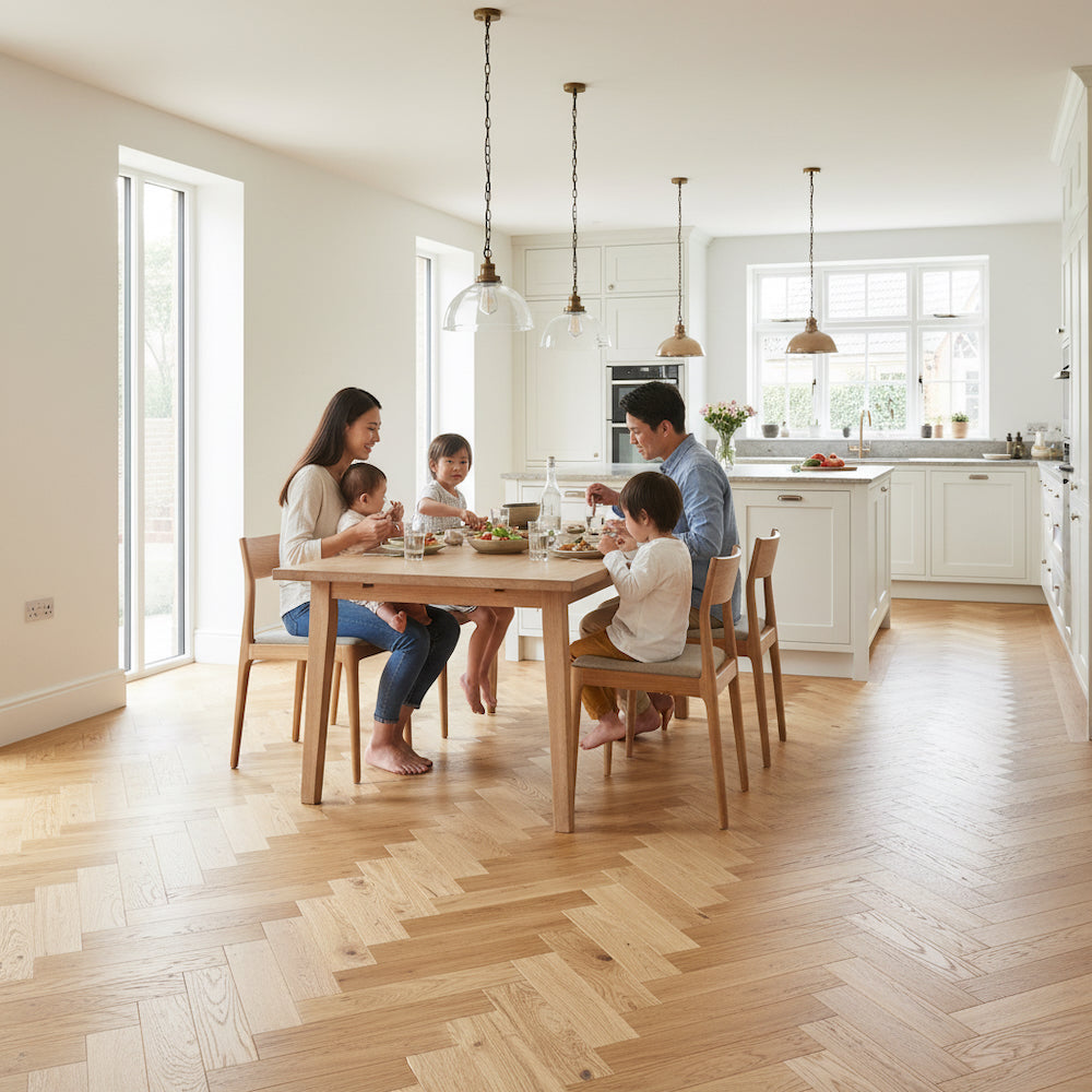 Lusso Rome Herringbone Natural Brushed & Lacquered Engineered Oak