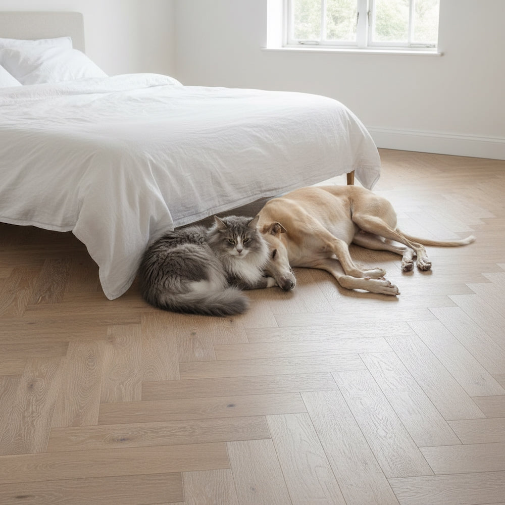 Lusso Rome Herringbone Smoked Grey Brushed & Oiled Engineered Oak
