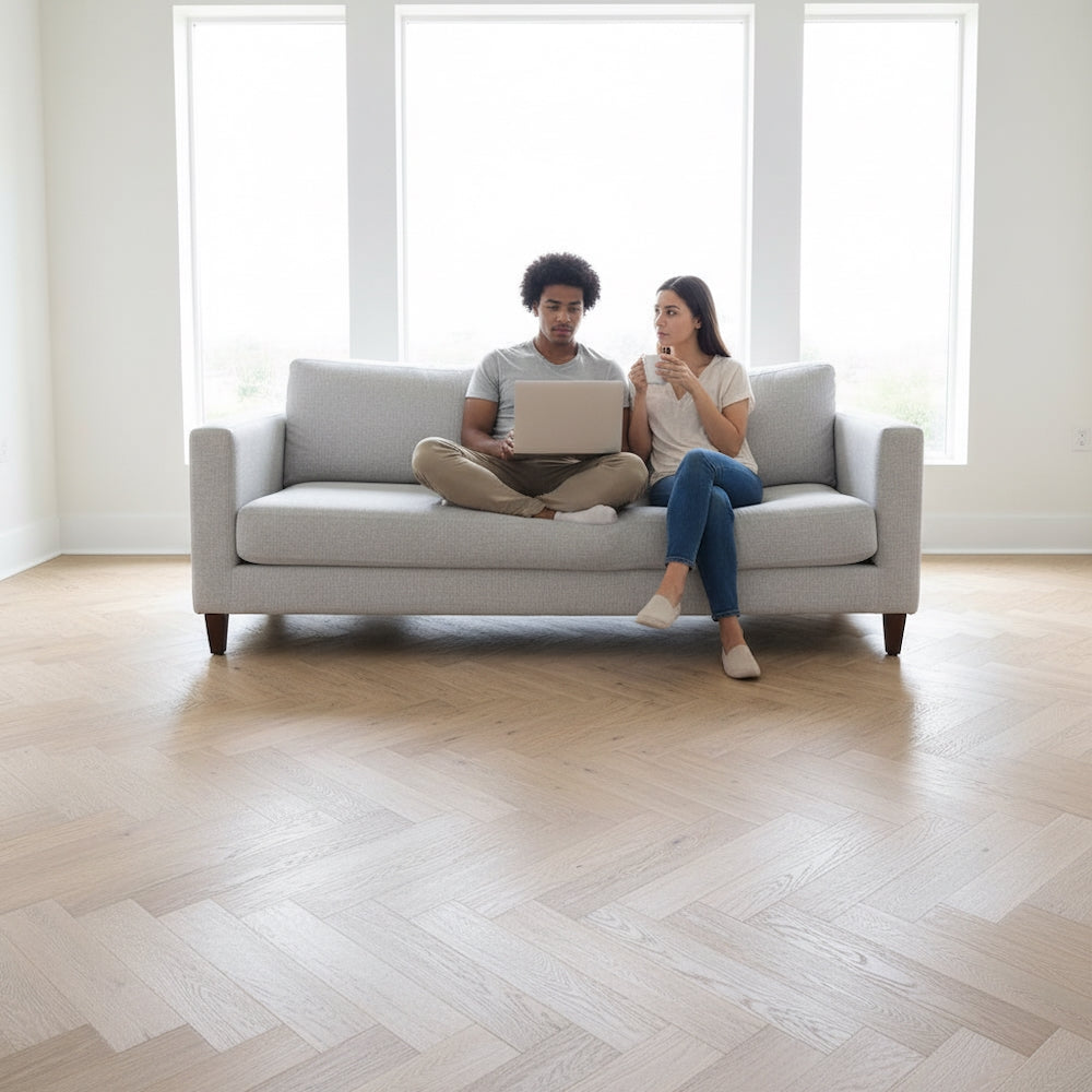 Lusso Rome Herringbone Smoked Grey Brushed & Oiled Engineered Oak