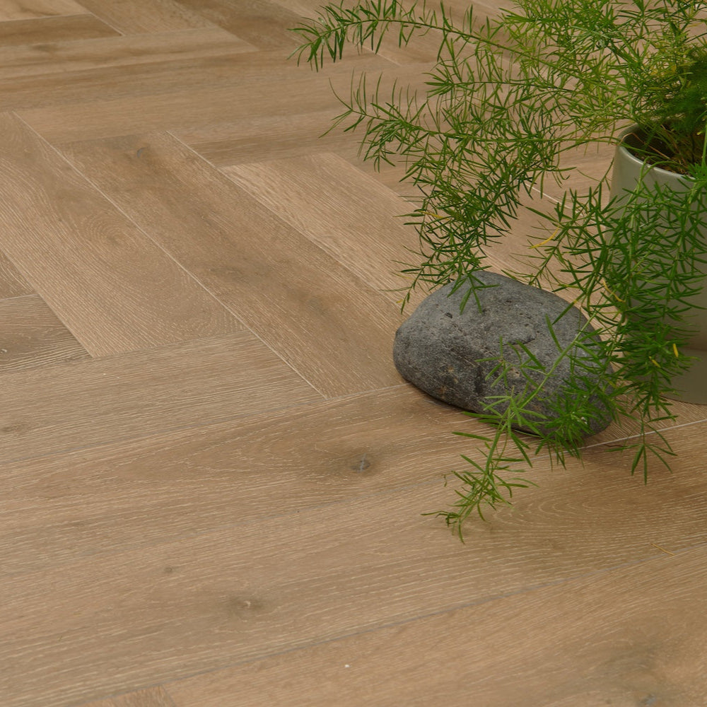 Lusso Rome Herringbone Smoked Grey Brushed & Oiled Engineered Oak