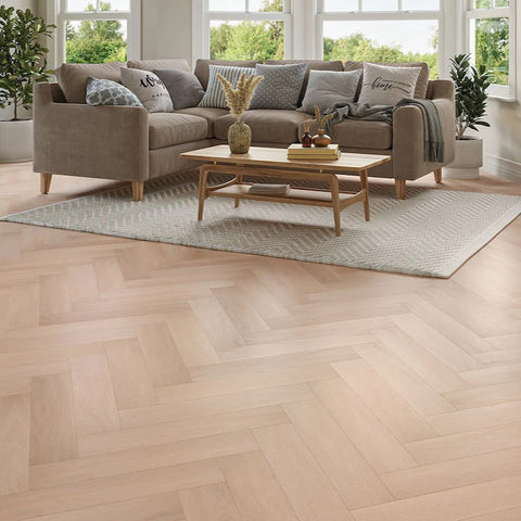 Lusso Taranto Chatsworth Oak Herringbone SPC Click Vinyl Flooring