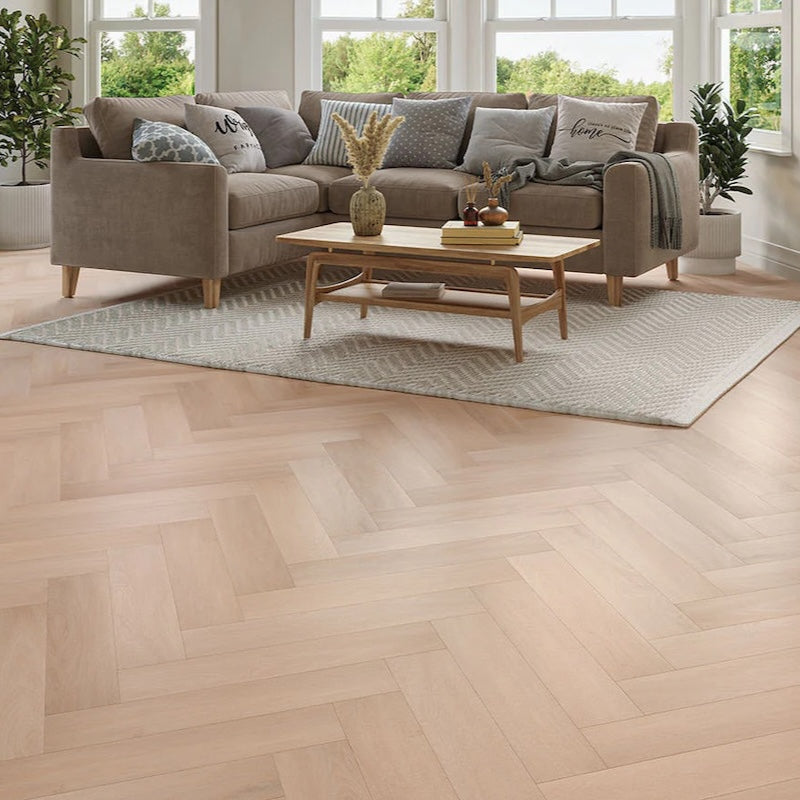 Lusso Taranto Chatsworth Oak Herringbone SPC Click Vinyl Flooring - (SAMPLE)