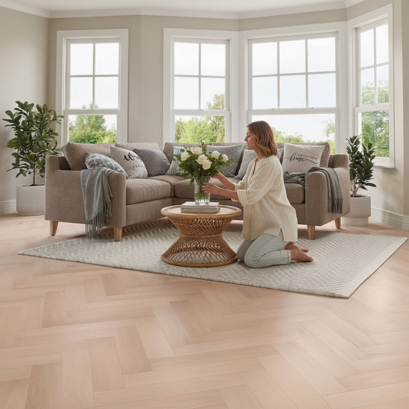 Lusso Flooring Taranto Chatsworth Oak Herringbone SPC Click Vinyl