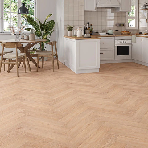 Lusso Taranto Wentworth Oak Herringbone SPC Click Vinyl Flooring