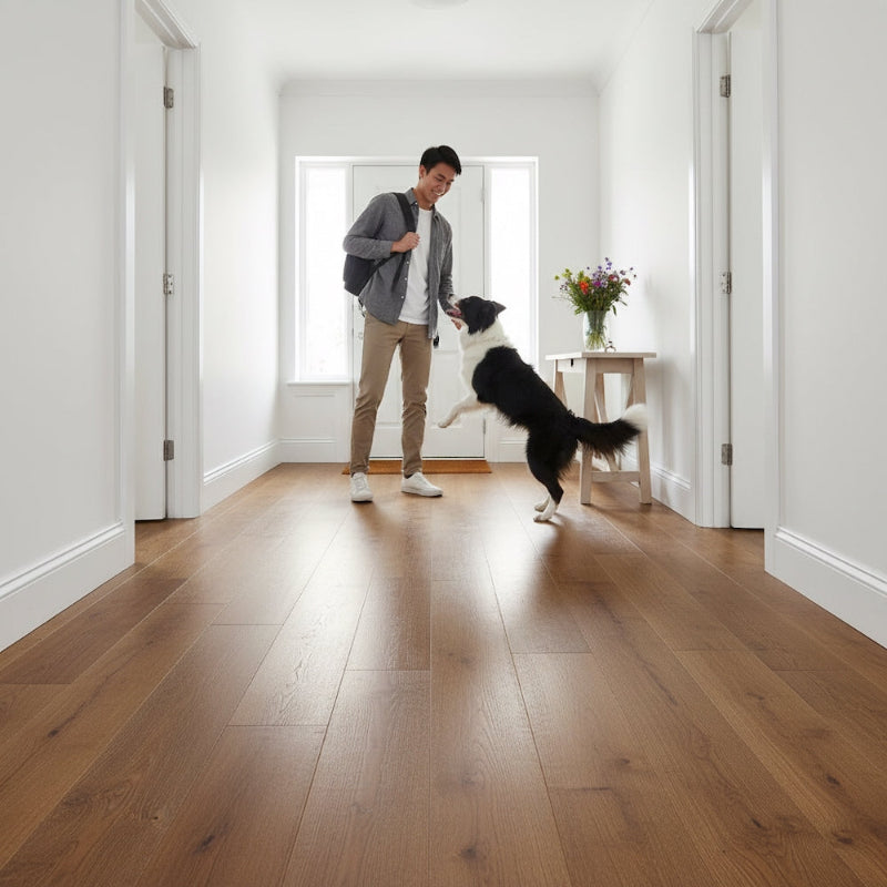 Lusso Trento Distressed Cognac Brushed & Lacquered Engineered Oak 220mm