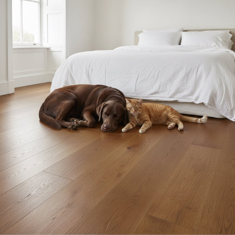Lusso Trento Distressed Cognac Brushed & Lacquered Engineered Oak 220mm