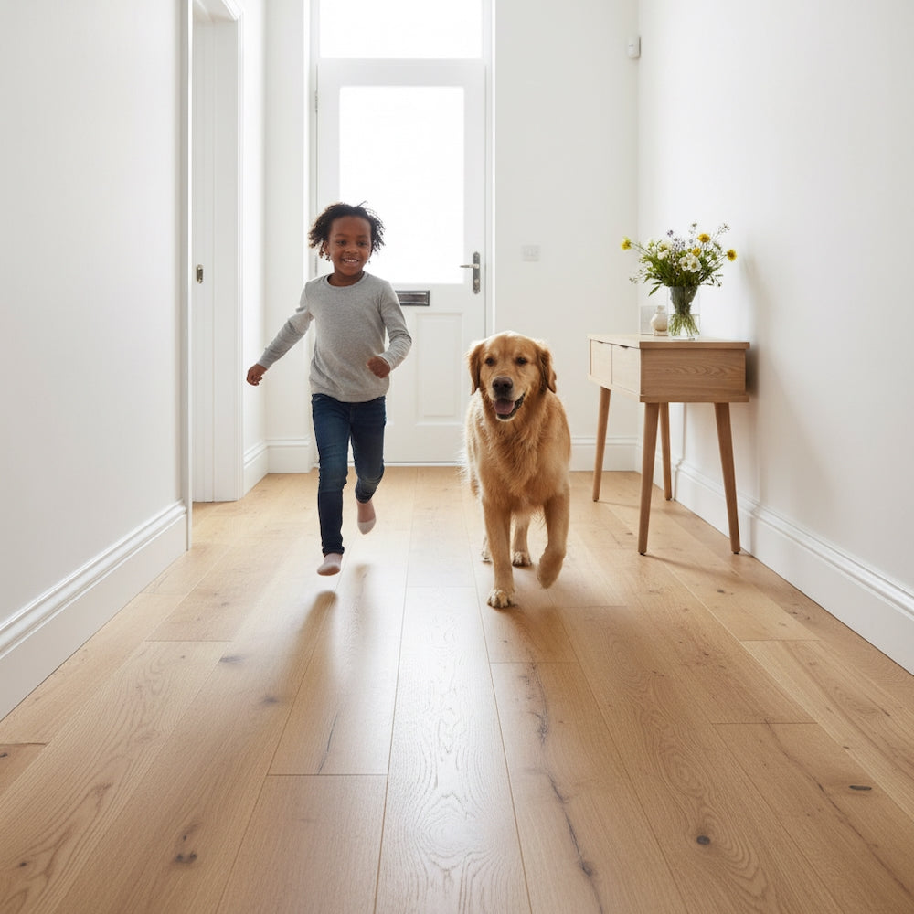 Lusso Trento Distressed Natural Brushed & Lacquered Engineered Oak 220mm