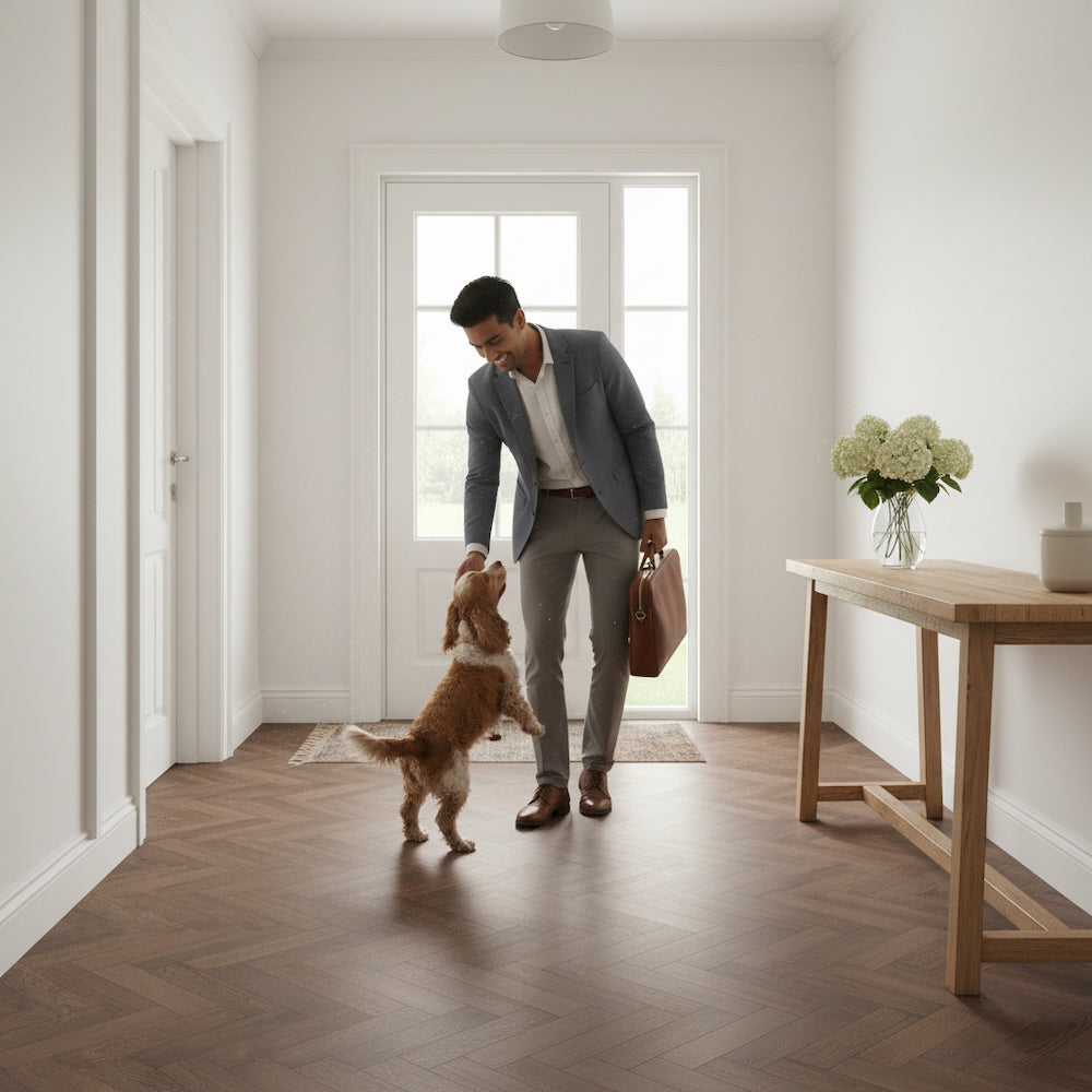 Lusso Uniqo Herringbone Coffee Engineered Oak Flooring
