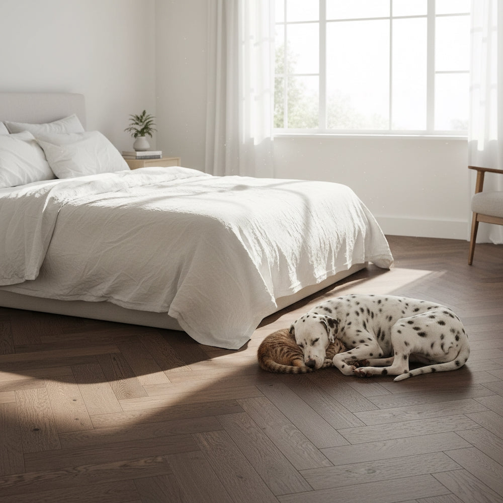 Lusso Uniqo Herringbone Coffee Engineered Oak Flooring