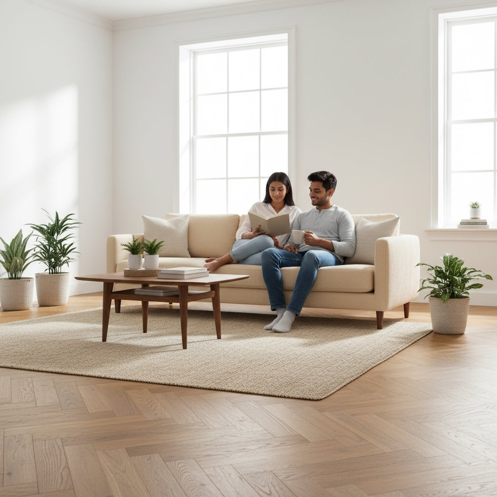 Lusso Uniqo Herringbone Golden Brushed & Lacquered Engineered Oak