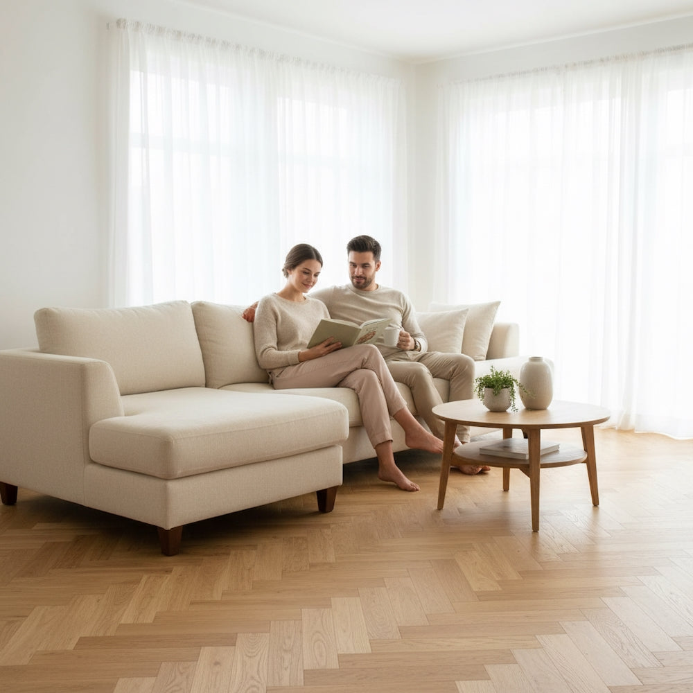 Lusso Uniqo Herringbone Natural Brushed & Lacquered Engineered Oak