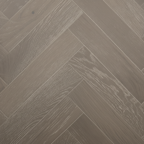 Lusso Uniqo Herringbone Smoked Grey Whitewashed Engineered Oak