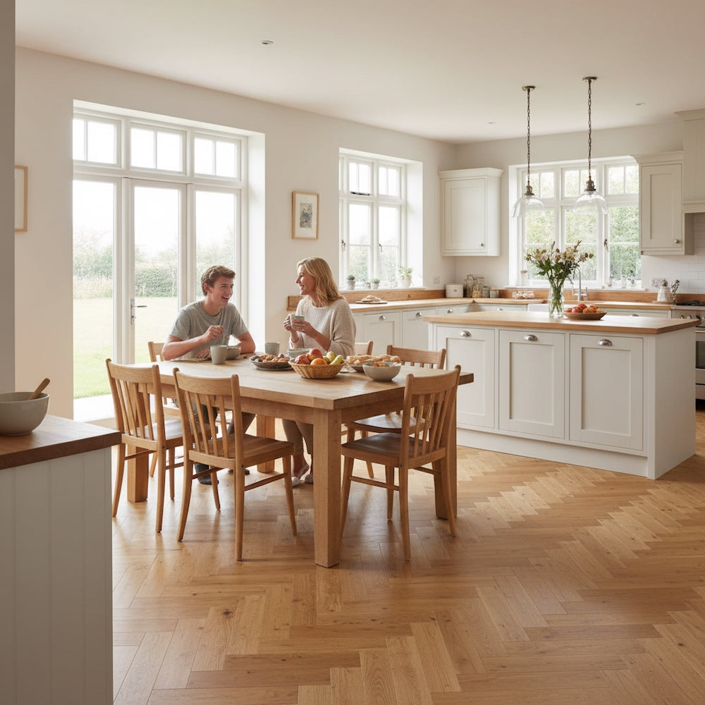 Lusso Venice Luxe Natural Oak Lacquered 20/6 mm Herringbone Engineered Wood Flooring