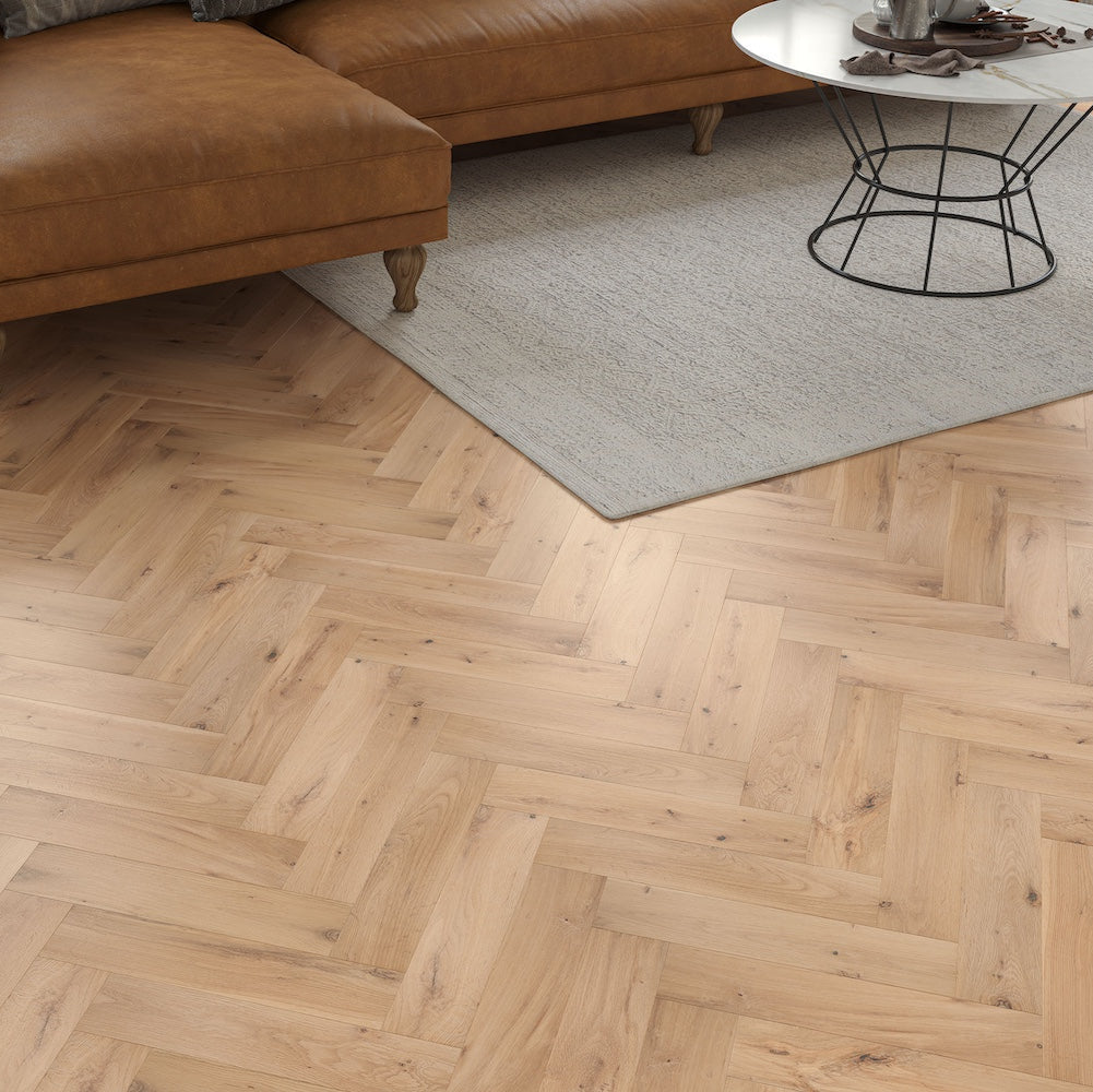 Lusso Verona Invisible Smooth Oiled Rustic Herringbone Solid Oak Flooring