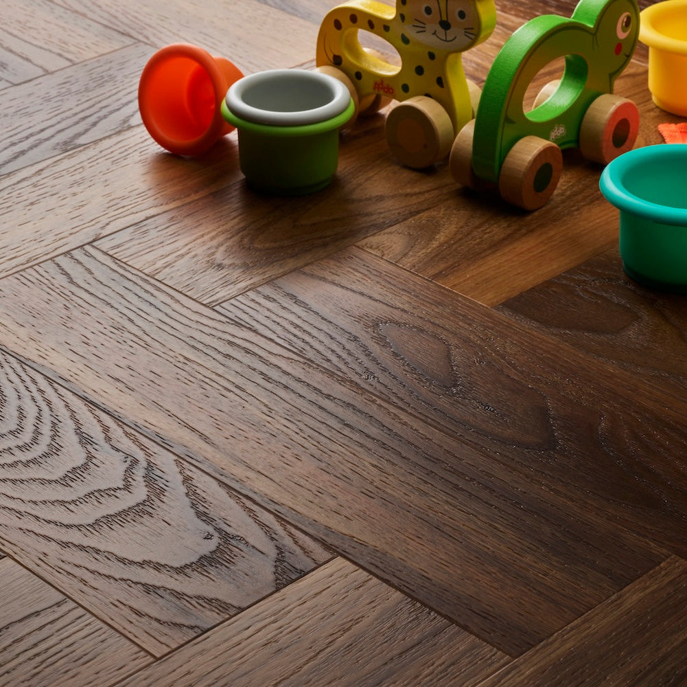 Textures Warm Walnut Herringbone TH16 LVT Flooring - (SAMPLE)