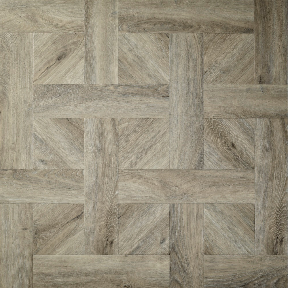 Elements Inspirations Basket Weave LVT flooring in Dove Oak
