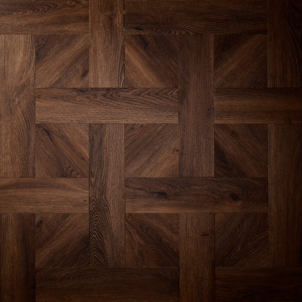 Elements Inspirations Basket Weave LVT flooring in Mahogany