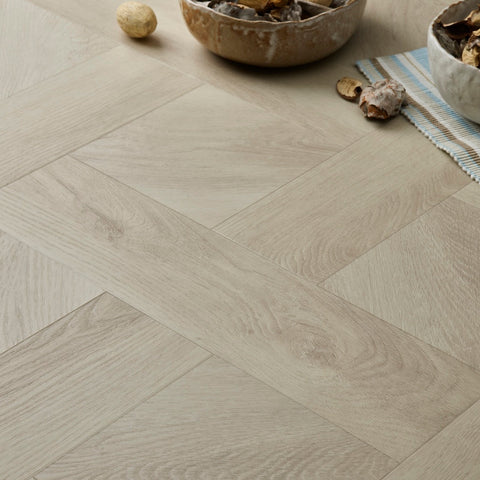 Basket Weave LVT Flooring Elements Inspirations White Ash