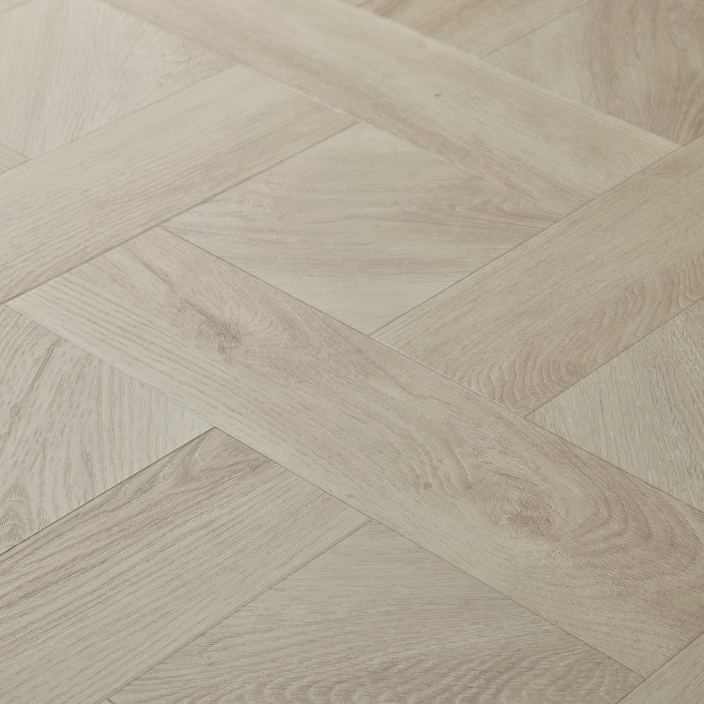 Elements Inspirations Basket Weave LVT flooring in White Ash